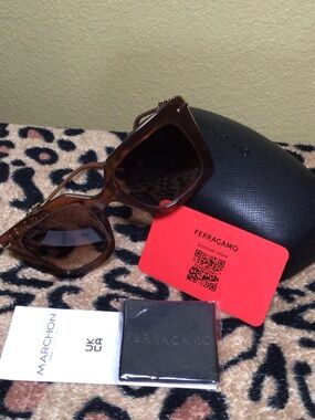 Salvatore Ferragamo Brown Square Women's Sunglasses $279 Retail